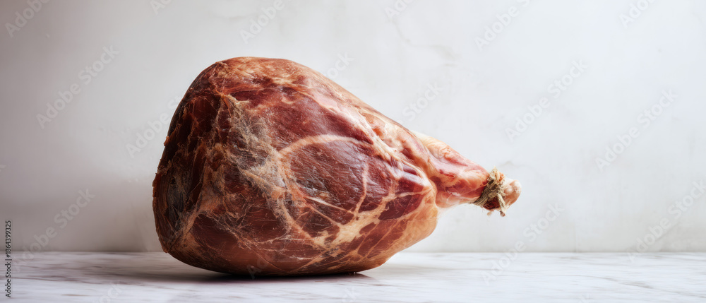 Obraz premium Bone-in ham slice on white background