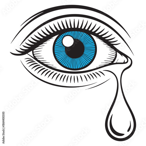 crying eye illustration symbolizing sadness emotion and heartbreak concept