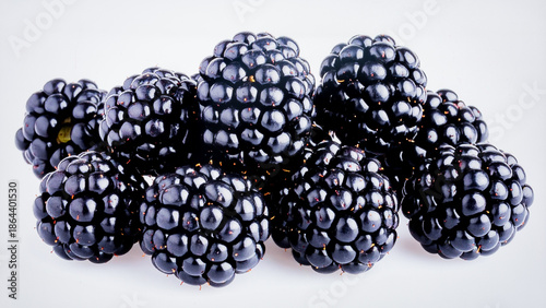 Fresh Boysenberries Isolated on White Background, Dark Juicy Hybrid Berries with Sweet-Tart Flavor and Natural Nutrients Concept