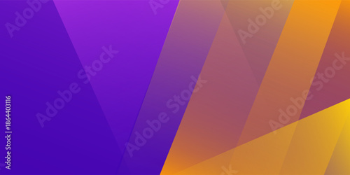 Purple and yellow abstract banner with diagonal geometric shapes. Modern orange and violet vector wide background design template for cover, poster, promotion, banner. Vector illustration