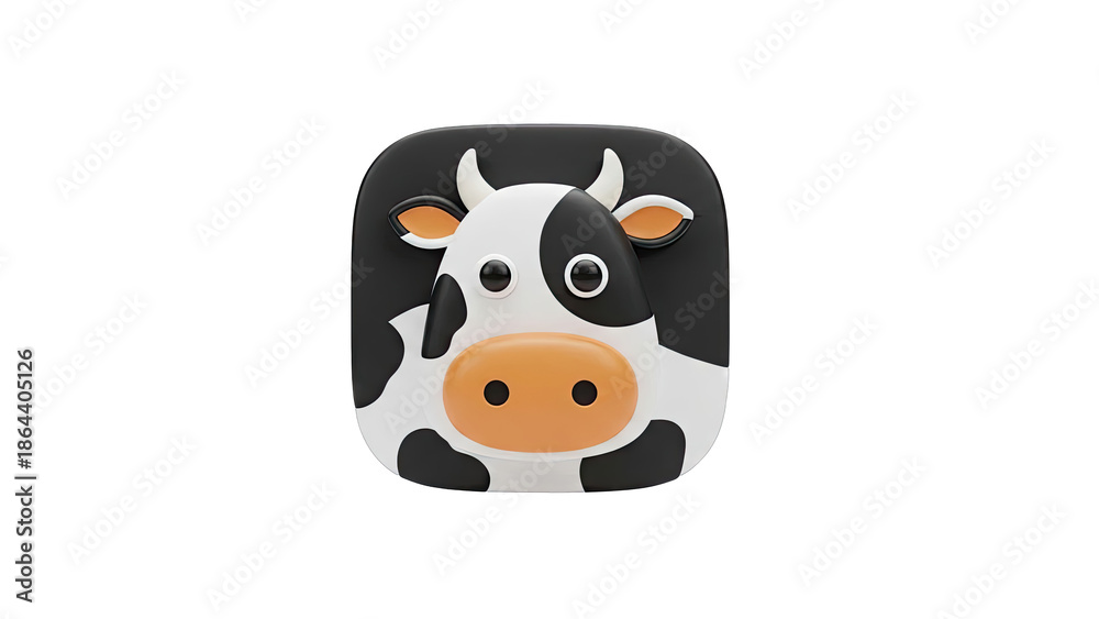 Fototapeta premium 3D Cartoon Cow Icon