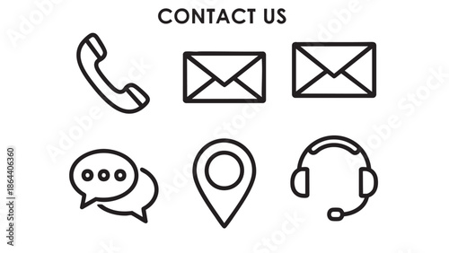 Set of communication and contact icons isolated on transparent background