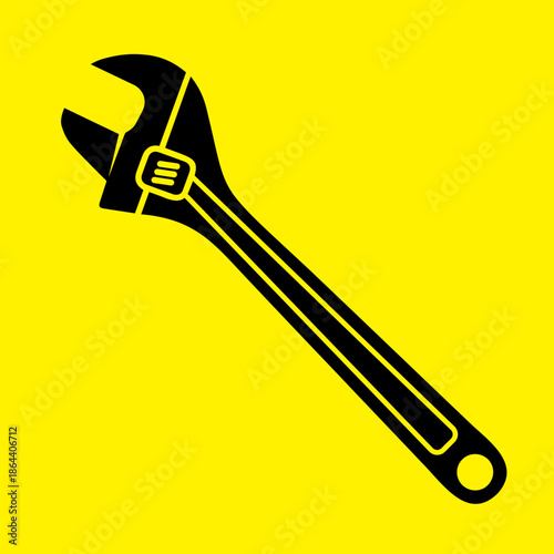 Adjustable wrench spanner icon. Simple flat vector illustration EPS10 isolated on yellow background