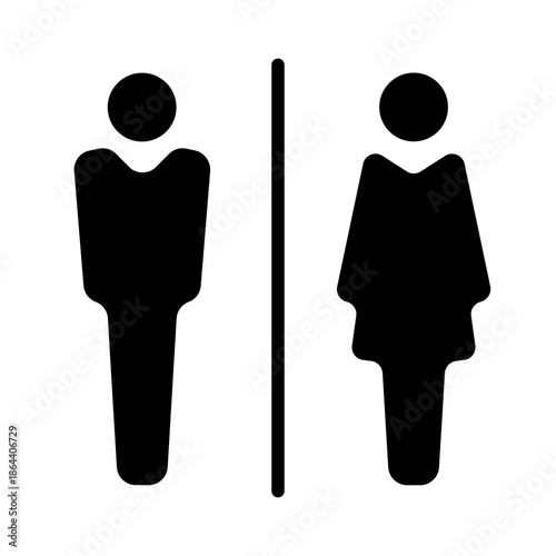 Restroom Toilet Sign Icon Male Female.  Isolated on white background. Editable vector illustration EPS 10.
