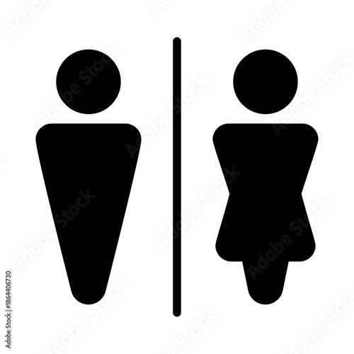 Restroom Toilet Sign Icon Male Female.  Isolated on white background. Editable vector illustration EPS 10.