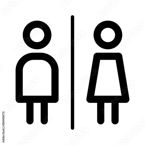 Restroom Toilet Sign Icon Male Female.  Isolated on white background. Editable vector illustration EPS 10.