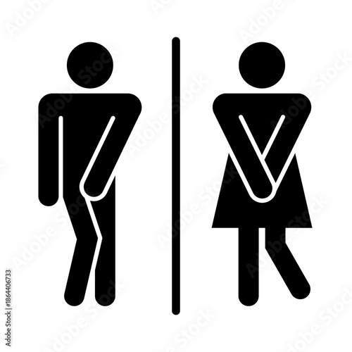 Restroom Toilet Sign Icon Male Female.  Isolated on white background. Editable vector illustration EPS 10.