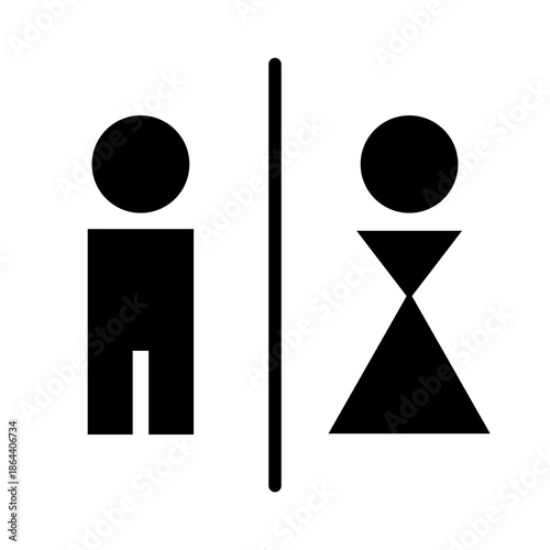 Restroom Toilet Sign Icon Male Female.  Isolated on white background. Editable vector illustration EPS 10.