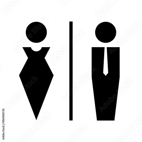 Restroom Toilet Sign Icon Male Female.  Isolated on white background. Editable vector illustration EPS 10.