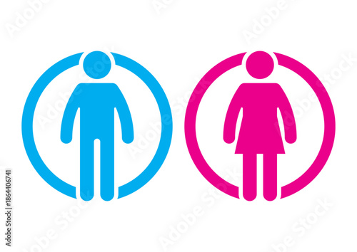 Restroom Toilet Sign Icon Male Female.  Isolated on white background. Editable vector illustration EPS 10.