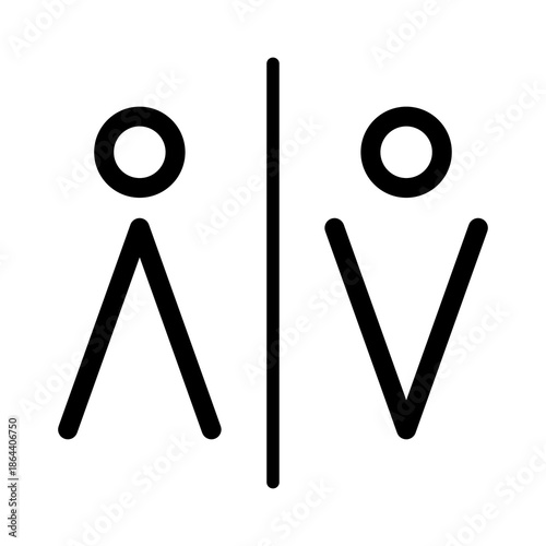 Restroom Toilet Sign Icon Male Female.  Isolated on white background. Editable vector illustration EPS 10.