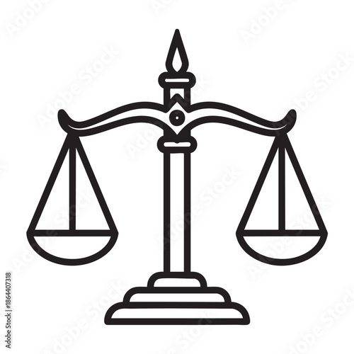 Simple balance scale icon isolated on transparent background