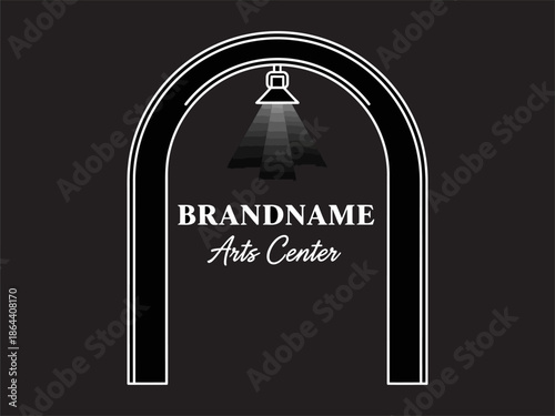 White Archway with Spotlight and Text.