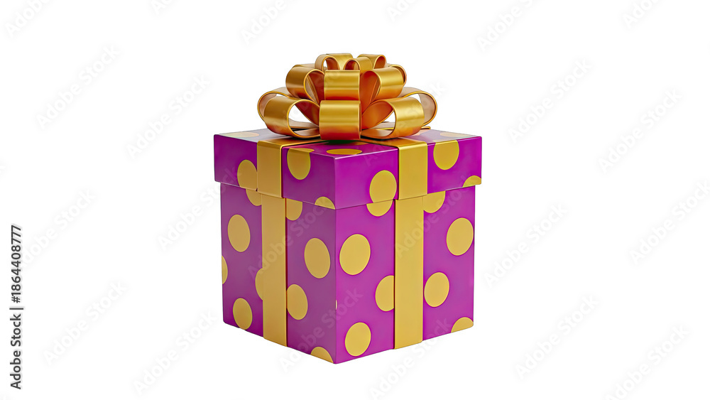Obraz premium Purple Gift Box with Gold Polka Dots and Bow