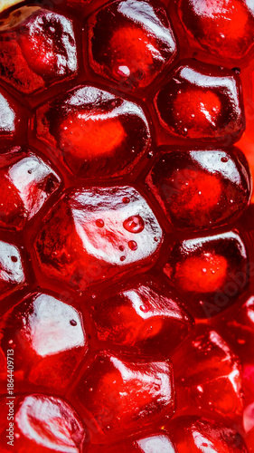 Close up pomegranate seeds showing juicy fruit surface and natural organic texture