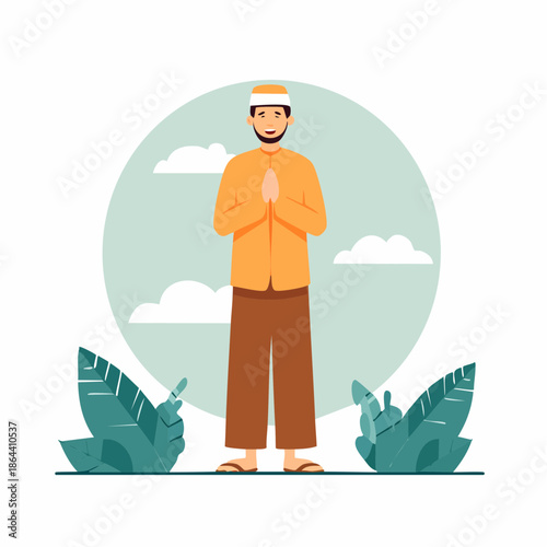 Man Standing with Hands Together in Prayer.