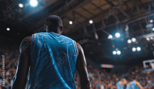 Wallpaper Mural Back View of Professional Basketball Player in Crowded Arena Torontodigital.ca