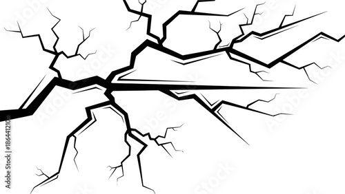 Abstract Black and White Line Art Depicting Fractured Tree Branch Structure for Conceptual Design