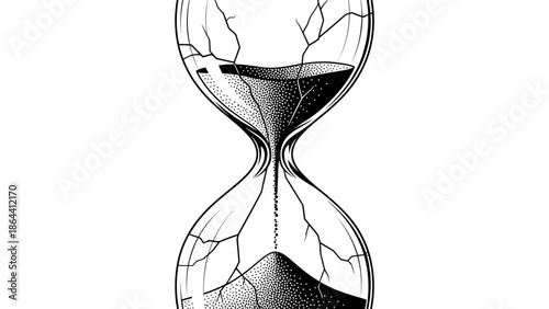 Intricate Broken Glass Effect with Liquid Inside Encased in a Delicate Hourglass Shape