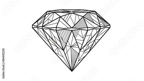 Elegant geometric diamond illustration highlighting intricate faceted design and sharp lines