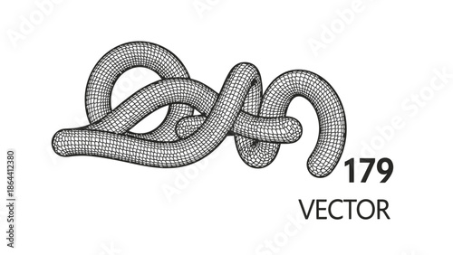 Intricate 3D wireframe knotted loop illustration suitable for design concepts
