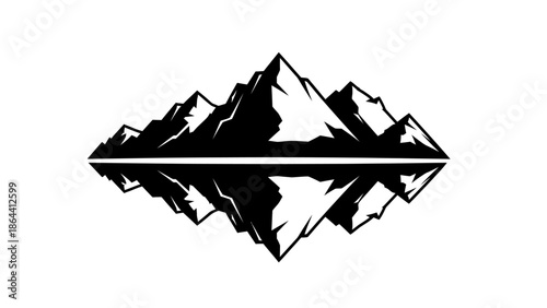 Minimalist Monochrome Mountain Peak Reflection Artwork for Nature Enthusiasts