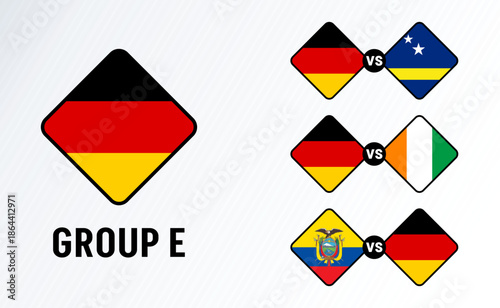 Germany Group Stage Matches at the 2026 World Football Tournament, showcasing all Group E fixtures with Germany competing against Curaçao, Ivory Coast, and Ecuador on the global stage