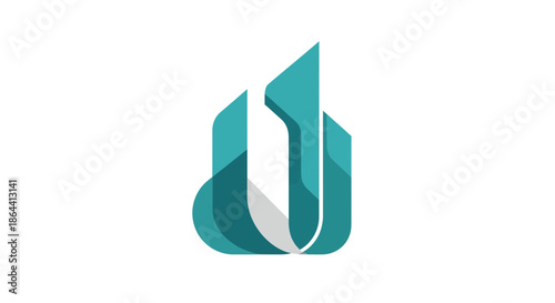 Free Download Abstract Geometric Logo Design in Teal and Grey for Modern Branding and Concept - GFXLoad
