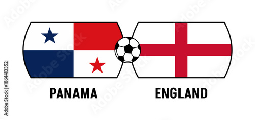 Flags of England and Panama for an international football match. Concept of a world football competition in 2026.