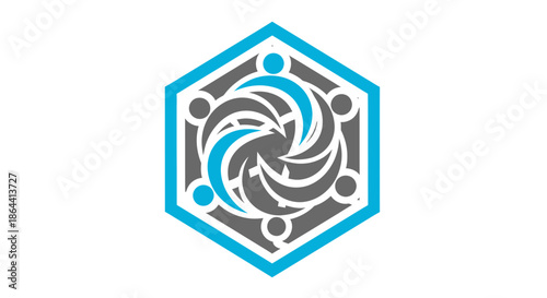 Abstract Geometric Logo Design Showcasing Teamwork, Cooperation, Collaboration, and Unity Concept