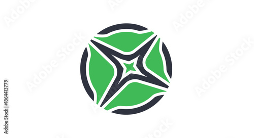 Abstract Geometric Logo Design with Green and Black Elements in Circular Configuration