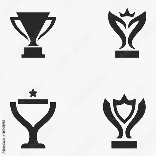Set of Abstract trophy illustration logo flat design template.