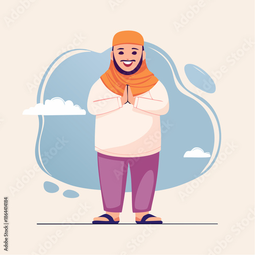 Woman Praying in Hijab with Hands Together.