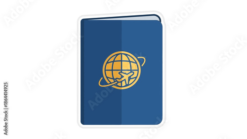Travel Documentation and Passport with Globe and Airplane Icon in Modern Flat Design