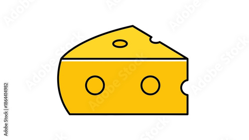 Minimalistic Illustration of a Piece of Cheese Highlighting Shape and Texture