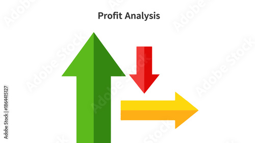 illustrative profit analysis chart with upward and downward arrows for financial performance