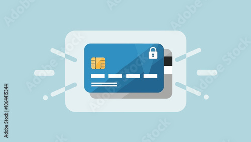 Secure Digital Banking Credit Card Illustration Emphasizing Data Security and Protection