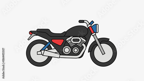 Stylized Illustrative motorcycle with minimalist design and bold colors ideal for digital artwork