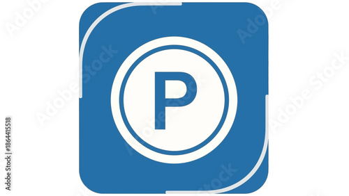 Universal parking symbol in a clean blue square icon suitable for signage and design elements