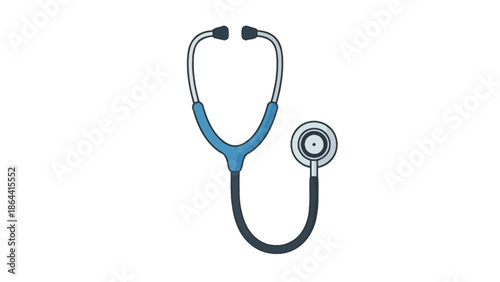 Simple Illustration of a Medical Stethoscope for Healthcare and Diagnostics