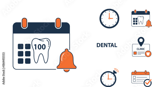 Dental Appointment Icons Representing Discipline and Energy in a Clinical Environment from a Front View