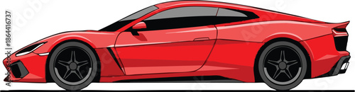 Sleek Red Sports Car Illustration for Automotive Design