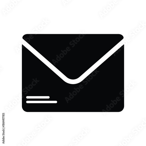 Minimalist black envelope icon representing digital communication and messaging services, a versatile graphic element for modern web design and user interfaces