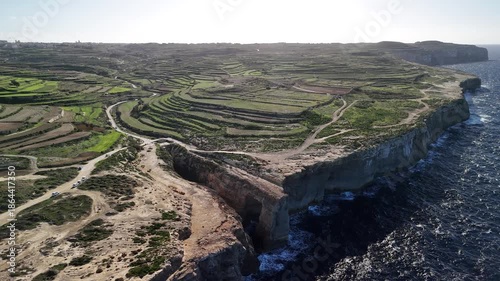 View of arch Salt Valley Wied Il-Mielaħ, Gozo