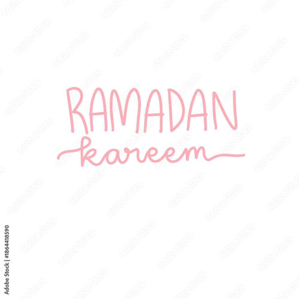 Fototapeta premium Ramadan Kareem Quote – Hand Lettered Pink Script Islamic Typography
