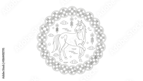 zodiac horse mandala design