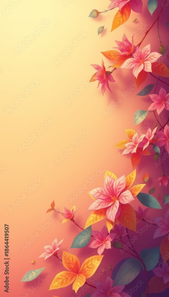 Fototapeta premium Vibrant floral bloom colorful vibrant background