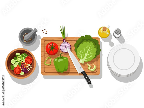 Fresh Ingredients for a Healthy Salad Preparation