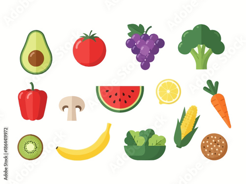 Vibrant Collection of Fresh Fruits and Vegetables A Colorful Medley of Healthy Eating