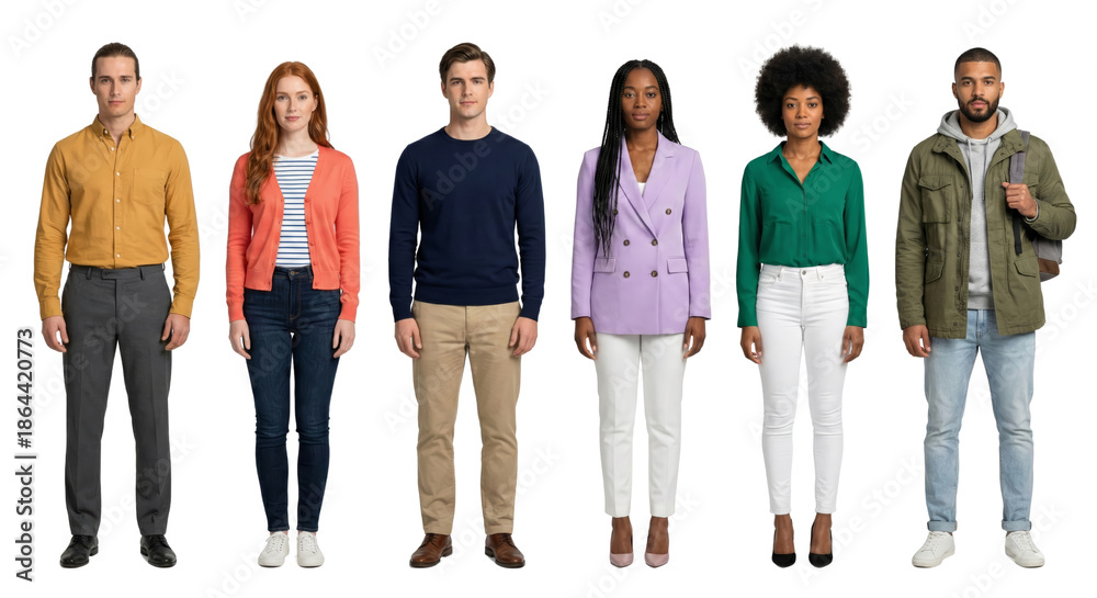 Obraz premium Diverse group of people standing together, showcasing individuality and unity